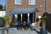 Vierhoekzonnezeil 2,5 x 3 m - antraciet- waterafstotend - Complete set