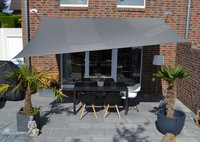 Vierhoekzonnezeil 3 x 4 m - antraciet - waterafstotend - Complete set