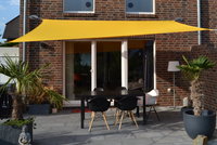 Vierhoekzonnezeil 3 x 4 m - zonnegeel - waterafstotend - Complete set